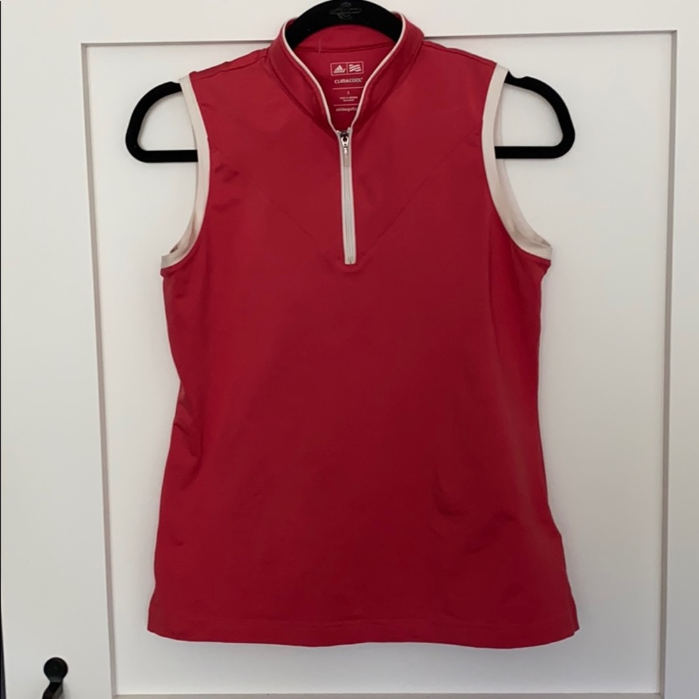 Coral Adidas ClimaCool half zip sleeveless shirt